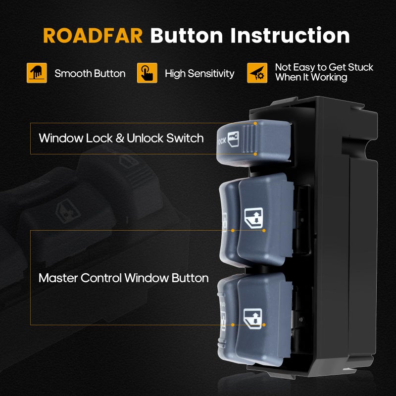 ROADFAR Window Switch Power Window Switch Master Control Power Window Switch Front Driver Side Replacement Parts fits for 1999-2000 Cadillac 1995-2005 for Chevrolet 1995-2004 GMC 15151360 - Image 3